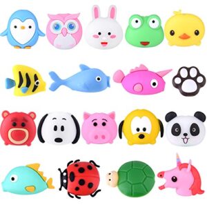 tuparka 18 pcs cable protector for iphone/ipad usb lightning cable, plastic cute fish unicorn animals charging cable saver, phone accessory protect usb charger