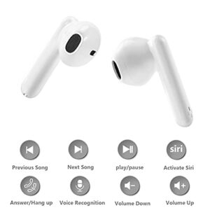 Wireless Earbuds Bluetooth 5.0 Headphones,3D Stereo Air Buds Ear Bud Built-in Mic Deep Bass Touch Control Sport Earphones Open Lid Auto Pairing for Apple iPhone/Android/Samsung (White)