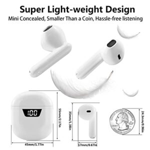 Wireless Earbuds Bluetooth 5.0 Headphones,3D Stereo Air Buds Ear Bud Built-in Mic Deep Bass Touch Control Sport Earphones Open Lid Auto Pairing for Apple iPhone/Android/Samsung (White)