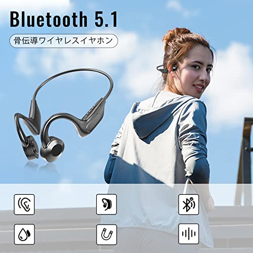 Yunnyp Wireless Bone Conduction Headphones, Ear Bluetooth Sport Headphones BT5. 1 Stereo Sports Earphone with Microphone Support TF Card