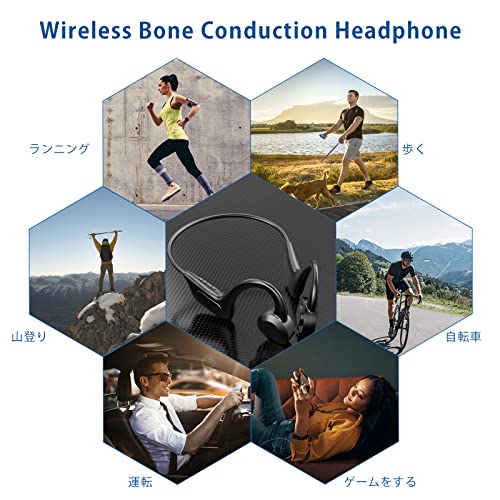 Yunnyp Wireless Bone Conduction Headphones, Ear Bluetooth Sport Headphones BT5. 1 Stereo Sports Earphone with Microphone Support TF Card