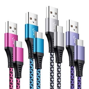 usb type c cable, (4-pack 6ft) usb-a to usb-c nylon braided fast charging data sync transfer cord for samsung galaxy s23+/s21 fe 5g/s22/s20 s10,z fold4/flip4 5g,a14/a13 /a53/a73,google pixel 7,moto
