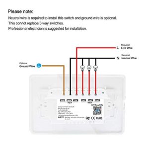 SANA Smart Light Switch,WiFi Wall Light Switch, Easy Installation and APP Control, Compatible with Alexa and Google Home, No Hub Required (3 Switches in 1 Gang)