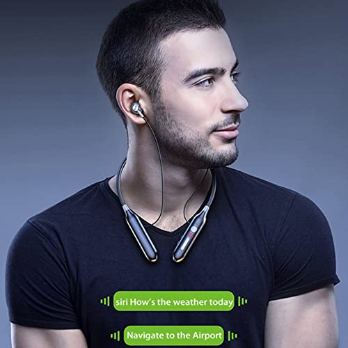 Cloudro Wireless Bluetooth Headset Neck-Mounted Earbuds - Built-in Microphone Wireless Waterproof Headset Semi-in-Ear Bluetooth Headset - Home Office Outdoor Sports Work Out Game Running Use, Black