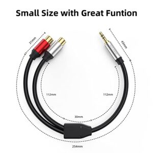 SCETREND RCA Female to 3.5mm Male, 3.5mm Aux to 2 RCA Female Y Adapter,Gold Plated Plugs Jack Stereo Audio Cable, Compatible with Stereo Speaker, HiFi Stereo System, Tablets, MP3 12 Inch 1FT