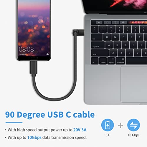 Poyiccot 90 Degree USB C to USB C Cable 1feet, Type C to Type C Fast Charging Cable, Short USB C Cable Up & Down Angled USB 3.1 Type C USB C to C Cable for Laptop & Tablet & Mobile Phone