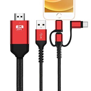 3 in 1 hdmi cable adapter type c/micro usb/phone mhl to hdmi mirroring phone to tv/projector/monitor hdtv 1080p compatible with phone series xs/android 5.0 and io’s9 above