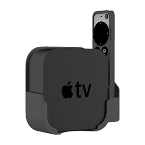 heymoontong apple tv mount compatible with all apple tvs – wall mount bracket with remote holder fits for all apple tv 4k / hd (2022 & 2021), with siri remote silicone protective case / cover (black)