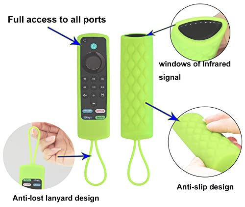 2 Pack Glow Remote Cover for Fire TV Stick 4K Max/3rd Gen/4K/(Lite/Cube 1st and 2nd Gen) Alexa Voice Remote 4K Max/3rd Gen 2021 Silicone Remote Cover Case Sleeve Skin Glow in The Dark - Green Blue