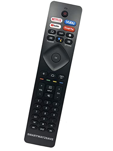 Smartway2save NH800UP RF402A-V14 Replacement Voice Remote Control Compatible for Philips Android 4K Ultra HD Smart LED TV with Google Assistant, Netflix Vudu YouTube Google Play Buttons