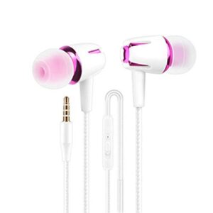 luyanhapy9 fashion wired headset，1set stereo earphone in-ear heavy bass built-in microphone noise isolating compatible with smartphones,ipod,ipad, mp3 players,fits all 3.5mm interface pink one size