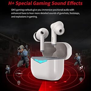 HECATE GM3 True Wireless Earbuds -60ms Low Latency - PixArt Bluetooth 5.2 Auto Pairing - IP55 Water Proof-Touch Enabled-White