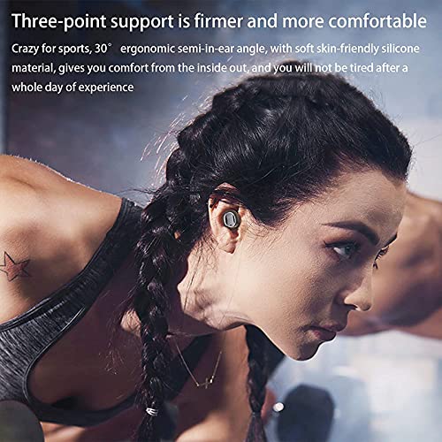 ZWYING TWS Earbuds, BT 5.0 Headphones with Mini Charging Bin, LED Battery Display, Premium Sound, Automatic Pairing, in-Ear Earphones Buit in Mic, Waterproof Sport Headsets (Black)