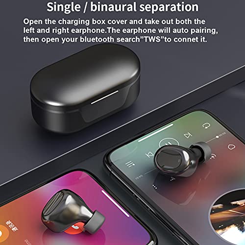 ZWYING TWS Earbuds, BT 5.0 Headphones with Mini Charging Bin, LED Battery Display, Premium Sound, Automatic Pairing, in-Ear Earphones Buit in Mic, Waterproof Sport Headsets (Black)