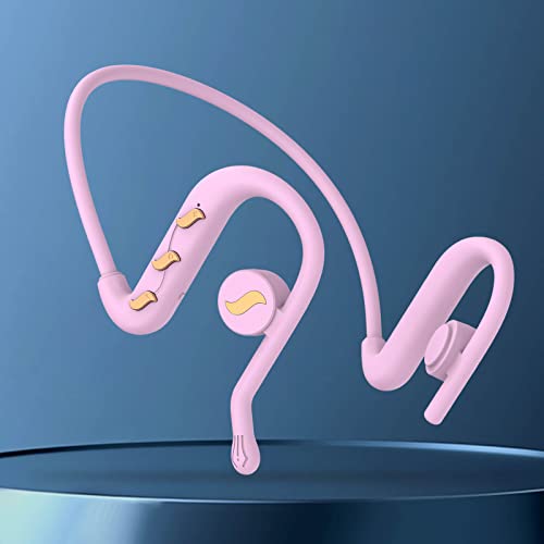 Bone Conduction Headphones Wireless Bluetooth 5.0 Open-Ear Earbuds with Built-in Mic,LED Color Lamp Headset Sweatproof Sport Headset for Running Cycling Yoga Hiking Driving Fitness Travel (Pink)