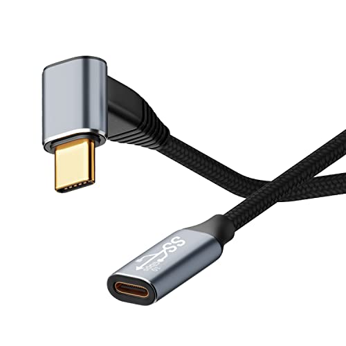 AreMe 90 Degree USB C Extention Cable 1.6FT, 10Gbps Up and Down Right Angle Type C Male to Female 100W Charge Extender Cord for Steam Deck, Switch, MacBook, Tablet and Phone