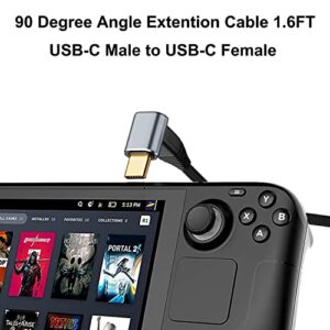 AreMe 90 Degree USB C Extention Cable 1.6FT, 10Gbps Up and Down Right Angle Type C Male to Female 100W Charge Extender Cord for Steam Deck, Switch, MacBook, Tablet and Phone