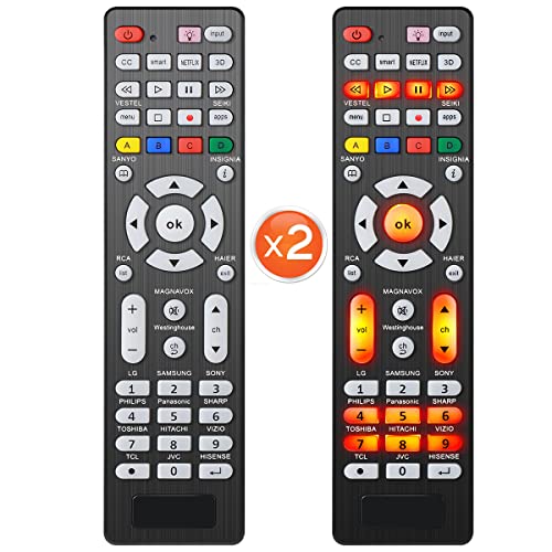 2 PCS Universal TV Remote Control Compatible with LG, Samsung, Philips, Panasonic, Sharp TCL, Vizio, Sony, Sanyo, Toshiba, Insignia, Hisense, JVC, RCA Brands LCD LED 3D HDTV TV Remote Control