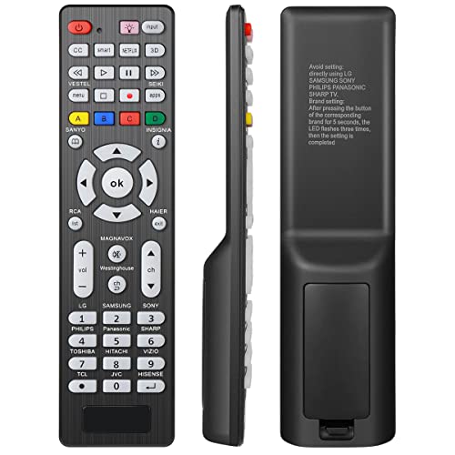 2 PCS Universal TV Remote Control Compatible with LG, Samsung, Philips, Panasonic, Sharp TCL, Vizio, Sony, Sanyo, Toshiba, Insignia, Hisense, JVC, RCA Brands LCD LED 3D HDTV TV Remote Control