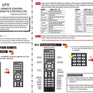 2 PCS Universal TV Remote Control Compatible with LG, Samsung, Philips, Panasonic, Sharp TCL, Vizio, Sony, Sanyo, Toshiba, Insignia, Hisense, JVC, RCA Brands LCD LED 3D HDTV TV Remote Control