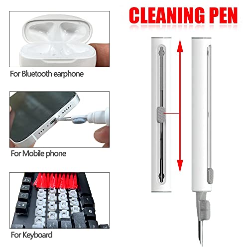 3 in 1 Headphone Cleaning Pen - Multifunctional Pen Cleaner, Retractable Earphone Cleaner for Smartphones, Cameras, Hearing Aids, Keyboards, Tablets