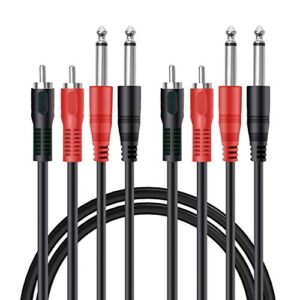 rca to 1/4 cable, 2 pack 3 feet dual 1/4″ 6.35mm ts male to dual rca stereo interconnect cable rfadapter for mixer, audio, amplifier, microphone, and camera, etc