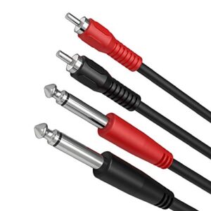 RCA to 1/4 Cable, 2 Pack 3 Feet Dual 1/4" 6.35mm TS Male to Dual RCA Stereo Interconnect Cable RFAdapter for Mixer, Audio, Amplifier, Microphone, and Camera, etc