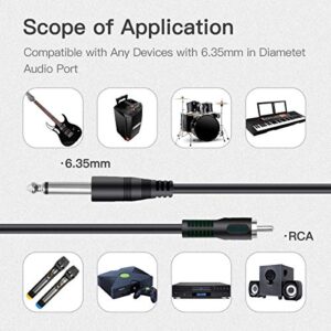 RCA to 1/4 Cable, 2 Pack 3 Feet Dual 1/4" 6.35mm TS Male to Dual RCA Stereo Interconnect Cable RFAdapter for Mixer, Audio, Amplifier, Microphone, and Camera, etc