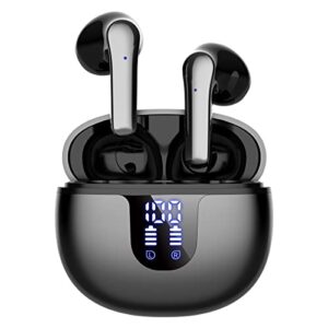 aityyox bluetooth headphones wireless earbuds 40h playtime with ipx5 waterproof led power display charging case smart touch control ear buds built in mic for sports for android ios pc black