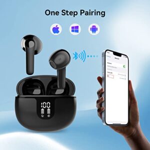 AITYYOX Bluetooth Headphones Wireless Earbuds 40H Playtime with IPX5 Waterproof LED Power Display Charging Case Smart Touch Control Ear Buds Built in Mic for Sports for Android iOS PC Black
