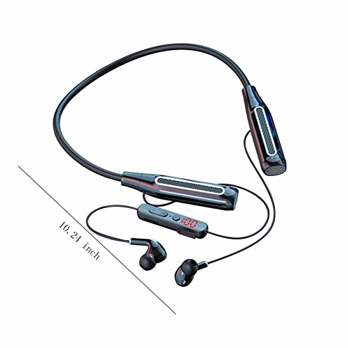 Halter Neck Wireless Bluetooth Headphones - Sports Wireless High-Power Bluetooth Earphones Neck-Mounted Earphones - Bluetooth Sport Stereo Earbuds Waterproof Headset for Work Travel (Black)