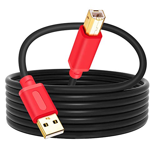 Printer Cable 30Ft,Tan QY USB 2.0 High Speed Gold-Plated Connectors Printer Scanner Cable Cord A Male to B Male for HP, Canon, Lexmark, Dell, Xerox, Samsung etc (30Ft, Red)