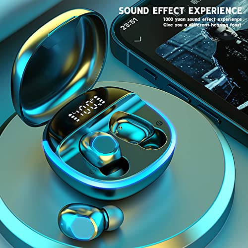 Bluetooth 5.2 Earphones with Charging Box Wireless Headphone 9D Stereo Sports Earbuds Headsets with Microphone (Black)