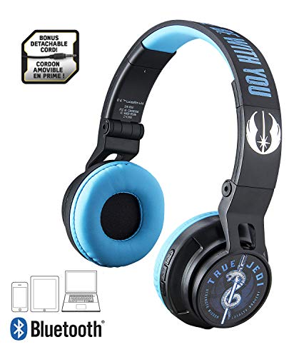 Star Wars Ep 9 Kids Headphones Bluetooth Wireless with Microphone Safe Listening Rechargeable Battery Adjustable Kids Headband for School Packaging