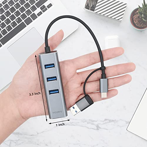 USB C to Ethernet Adapter YICORPS 3 Port USB 3.0 Expander Hub to RJ45 LAN with Gigabit Ethernet LAN Adapter for MacBook/Windows 10/8.1/Surface Pro/Chromebook/Linux and More Laptop