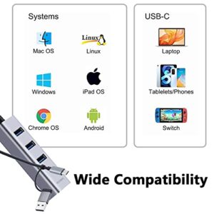 USB C to Ethernet Adapter YICORPS 3 Port USB 3.0 Expander Hub to RJ45 LAN with Gigabit Ethernet LAN Adapter for MacBook/Windows 10/8.1/Surface Pro/Chromebook/Linux and More Laptop