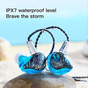 EPZ Q1 13mm Dynamic Drivers in Ear Headphones Wired Earphones Monitor HiFi Music Waterproof Headset with Detachable 0.78mm Cable Earbuds (No Micro, Blue)