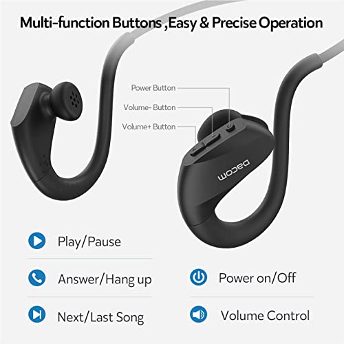 Sport Headphones,Bone Conduction Headphones:Wireless Air On-Ear Earbuds Built-in Noise-Canceling Mic,IPX7 Waterproof Bluetooth Headphones for Workout Running Cycling Yoga Hiking Driving Travel, Black