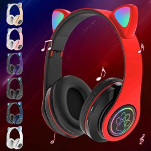 head-mounted folding wireles bluetooth headset – foldable led flashing light soft earmuffs over ear hi-fi stereo wireless stereo headphones gift for sports gaming office outdoor