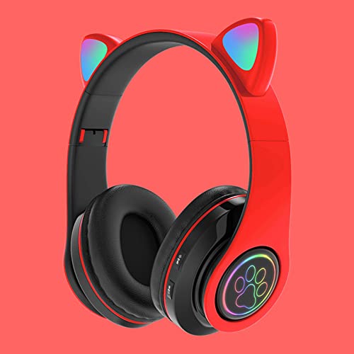 Head-Mounted Folding Wireles Bluetooth Headset - Foldable LED Flashing Light Soft Earmuffs Over Ear Hi-Fi Stereo Wireless Stereo Headphones Gift for Sports Gaming Office Outdoor