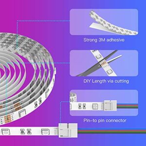 Popotan Smart Led Strip Lights 50ft - Rope Lights Work with Alexa Google Home Voice App Remote Control Music Sync SMD5050 RGB Color Changing Led Light Music Sync for Bedroom Bar Living Room Wall Decor