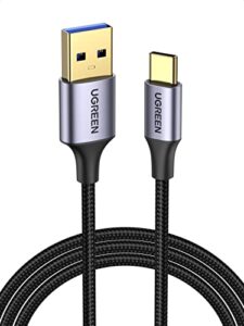 ugreen usb c cable 3.0 fast charging, 5gbps fast data transfer usb a to usb c cable, nylon braided type c charger compatible with galaxy s10/s10+, lg v60/v50/g8, ipad mini 6, ps5, switch etc. 3.3ft