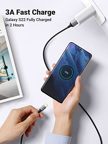 UGREEN USB C Cable 3.0 Fast Charging, 5Gbps Fast Data Transfer USB A to USB C Cable, Nylon Braided Type C Charger Compatible with Galaxy S10/S10+, LG V60/V50/G8, iPad Mini 6, PS5, Switch etc. 3.3FT