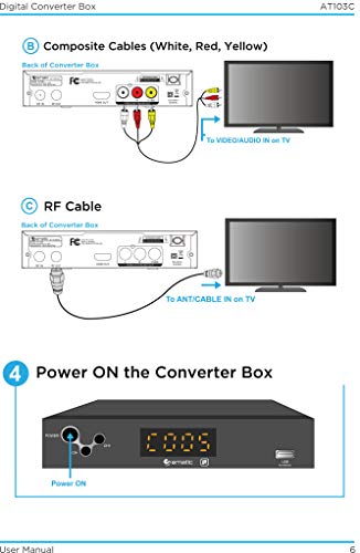 Digital Converter, Ematic Digital TV Converter Box with Recording, Playback, & Parental Controls, AT103B (Non-Retail Packaging)