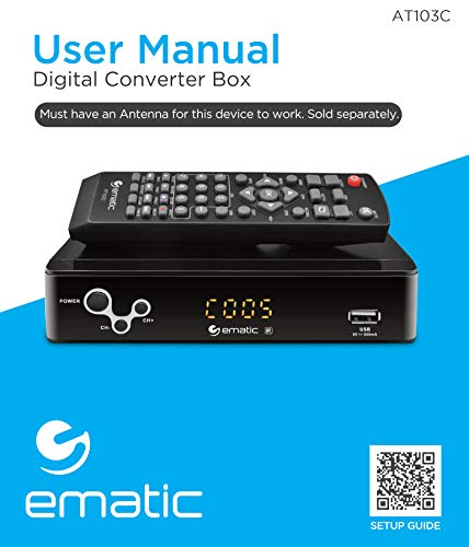 Digital Converter, Ematic Digital TV Converter Box with Recording, Playback, & Parental Controls, AT103B (Non-Retail Packaging)