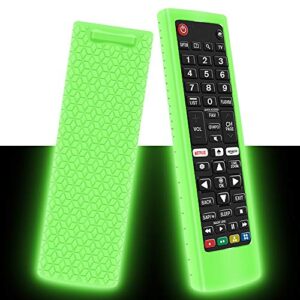 silicone protective case for lg akb75095307 akb75375604 akb74915305 remote control, shockproof anti-lost remote cover holder skin sleeve protector for lg smart tv remote (glow green)