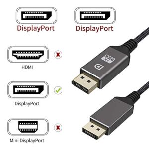 XOUPFORE DisplayPort Cable 1.2 6.6ft, High Speed DisplayPort to DisplayPort Cable Nylon Braided, Supports 4K@60Hz and 2K@144Hz for Laptop PC Projector TV etc- Gaming Monitor Cable- Dark Grey