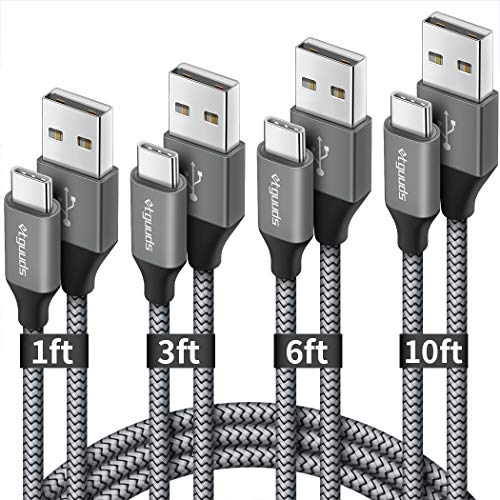 etguuds USB C Cable Fast Charging [4-Pack, 1/3/6/10 ft], Nylon Braided Type C Charger Cord Compatible with Samsung Galaxy S10 S9 S8 Plus S10E Note 20 10 9 8, A10e A20 A30 A50 A70 A51 A71, LG G6 G7 G8