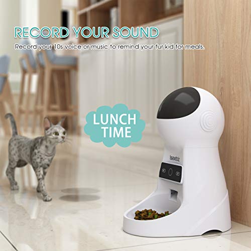 Iseebiz Smart Pet Feeder, Automatic Cat Dog Feeder, 3L WiFi App Control Food Dispenser, 8 Meals Per Day, Voice Record Remind, Portion Control, Timer Programmable, IR Detect, for Medium Small Cats Dog