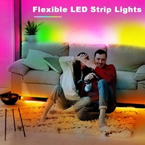 phopollo Led Strip Light, 32.8ft led Light Strips with Remote & App,Music Sync Mode with Mic, Smart Flexible12v Led Lights for Bedroom Ceiling, Party,Stairs.